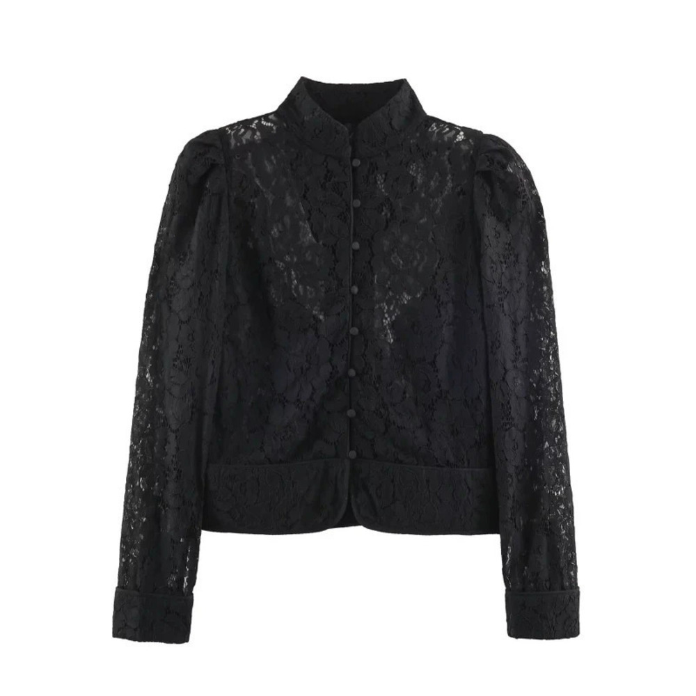 ZARA Fashionable Versatile Sheer Lace Top
